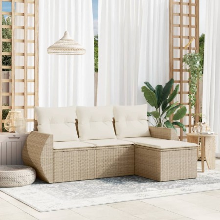 Juego de sofás jardín con cojines 4 pzas ratán sintético beige de , Conjuntos de jardín - Ref: Foro24-3221267, Precio: 291,61...