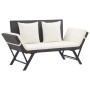Banco de jardín con cojines ratán sintético negro 176 cm de vidaXL, Bancos de jardín - Ref: Foro24-46230, Precio: 193,90 €, D...