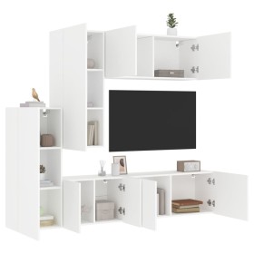 Muebles de TV de pared 5 piezas madera de ingeniería blanco en Muebles TV | Comprar online en Foru.es