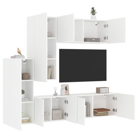 Muebles de TV de pared 5 piezas madera de ingeniería blanco en Muebles TV | Comprar online en Foru.es