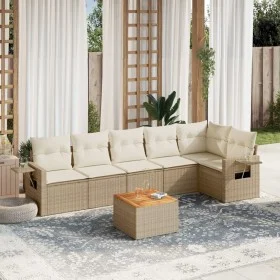 Set sofás de jardín 7 piezas y cojines ratán sintético beige de , Sofás modulares de exterior - Ref: Foro24-3224574, Precio: ...