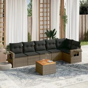 Set de sofás de jardín 7 piezas con cojines ratán PE gris de , Sofás modulares de exterior - Ref: Foro24-3224576, Precio: 415...