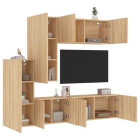 Muebles de TV de pared 5 pzas madera de ingeniería roble Sonoma en Muebles TV | Comprar online en Foru.es