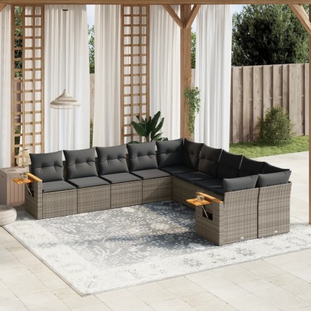 Set de sofás de jardín 10 pzas con cojines ratán sintético gris de , Conjuntos de jardín - Ref: Foro24-3227194, Precio: 603,3...