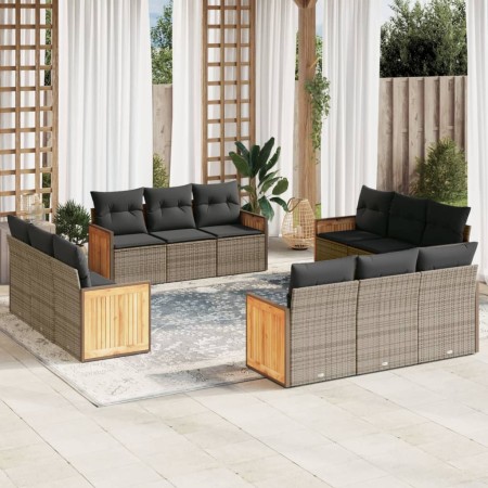 Set de sofás de jardín 12 pzas con cojines ratán sintético gris de , Conjuntos de jardín - Ref: Foro24-3227516, Precio: 841,6...