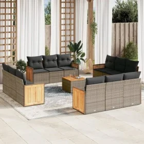 Set sofás de jardín con cojines 13 piezas ratán sintético gris de , Conjuntos de jardín - Ref: Foro24-3227523, Precio: 944,27...