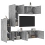 Muebles de TV de pared 5 pzas madera ingeniería gris hormigón en Muebles TV | Comprar online en Foru.es