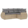 Juego de sofás jardín con cojines 4 pzas ratán sintético beige de , Conjuntos de jardín - Ref: Foro24-3221308, Precio: 293,86...