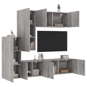 Muebles de TV de pared 5 pzas madera de ingeniería gris Sonoma en Muebles TV | Comprar online en Foru.es
