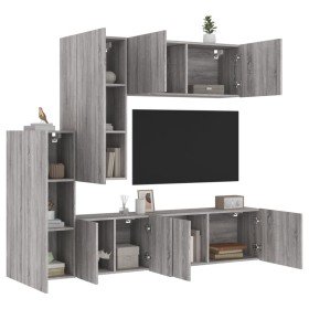 Muebles de TV de pared 5 pzas madera de ingeniería gris Sonoma en Muebles TV | Comprar online en Foru.es