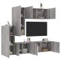 Muebles de TV de pared 5 pzas madera de ingeniería gris Sonoma en Muebles TV | Comprar online en Foru.es
