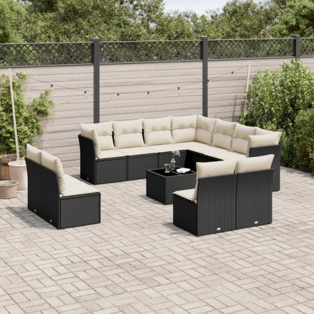 Set de sofás de jardín 12 piezas cojines ratán sintético negro de , Conjuntos de jardín - Ref: Foro24-3217826, Precio: 627,36...