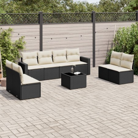 Set de sofás de jardín 8 piezas y cojines ratán sintético negro de , Conjuntos de jardín - Ref: Foro24-3218846, Precio: 472,0...