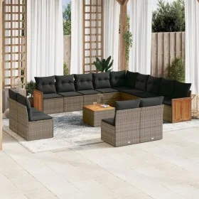 Set de sofás de jardín 14 pzas con cojines ratán sintético gris de , Conjuntos de jardín - Ref: Foro24-3228174, Precio: 832,5...