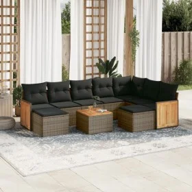 Set de sofás de jardín 10 pzas con cojines ratán sintético gris de , Conjuntos de jardín - Ref: Foro24-3228230, Precio: 565,6...