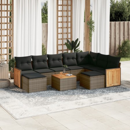 Set de sofás de jardín 10 pzas con cojines ratán sintético gris de , Conjuntos de jardín - Ref: Foro24-3228230, Precio: 557,0...