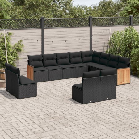 Set de sofás de jardín y cojines 12 pzas ratán sintético negro de , Conjuntos de jardín - Ref: Foro24-3228148, Precio: 720,80...