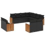 Set de sofás de jardín 11 pzas y cojines ratán sintético negro de , Conjuntos de jardín - Ref: Foro24-3228176, Precio: 734,59...