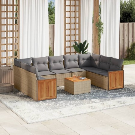 Juego de sofás jardín con cojines beige 10 pzas ratán sintético de , Conjuntos de jardín - Ref: Foro24-3227963, Precio: 575,7...