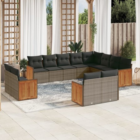 Set de sofás de jardín 12 pzas con cojines ratán sintético gris de , Conjuntos de jardín - Ref: Foro24-3228195, Precio: 826,5...