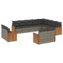 Set de sofás de jardín 12 pzas con cojines ratán sintético gris de , Conjuntos de jardín - Ref: Foro24-3228195, Precio: 826,5...