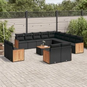 Set sofás de jardín 14 pzas con cojines ratán sintético negro de , Conjuntos de jardín - Ref: Foro24-3228211, Precio: 935,45 ...