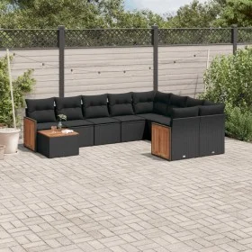 Set de sofás de jardín 10 pzas cojines ratán sintético negro de , Conjuntos de jardín - Ref: Foro24-3227994, Precio: 614,46 €...