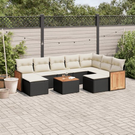 Set de sofás de jardín 10 pzas cojines ratán sintético negro de , Conjuntos de jardín - Ref: Foro24-3228226, Precio: 509,13 €...