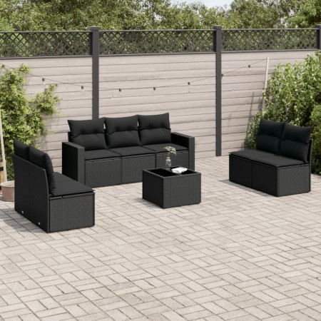 Set de sofás de jardín 8 piezas y cojines ratán sintético negro de , Conjuntos de jardín - Ref: Foro24-3218825, Precio: 473,4...