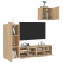 Muebles de TV de pared 4 pzas madera de ingeniería roble Sonoma en Muebles TV | Comprar online en Foru.es