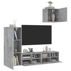 Muebles de TV de pared 4 pzas madera ingeniería gris hormigón en Muebles TV | Comprar online en Foru.es