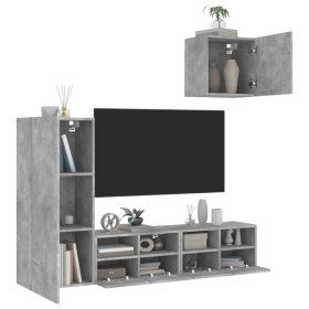 Muebles de TV de pared 4 pzas madera ingeniería gris hormigón en Muebles TV | Comprar online en Foru.es
