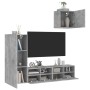 Muebles de TV de pared 4 pzas madera ingeniería gris hormigón en Muebles TV | Comprar online en Foru.es