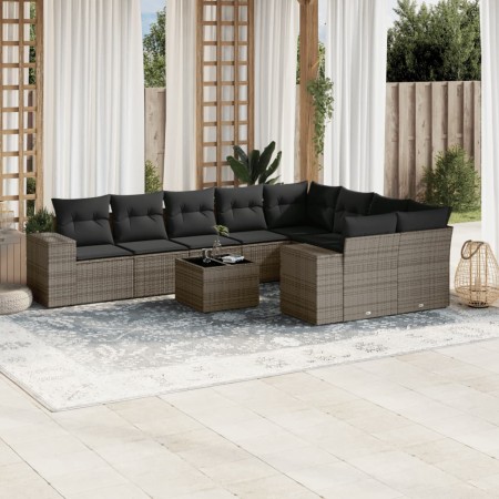 Set de sofás de jardín 10 pzas con cojines ratán sintético gris de , Conjuntos de jardín - Ref: Foro24-3223049, Precio: 602,4...