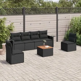 7-piece garden dining set and black synthetic rattan cushions by , Modular outdoor sofas - Ref: Foro24-3224508, Price: 430,24...