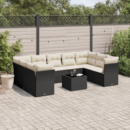 Set de sofás de jardín 10 pzas cojines ratán sintético negro de , Conjuntos de jardín - Ref: Foro24-3218136, Precio: 546,52 €...
