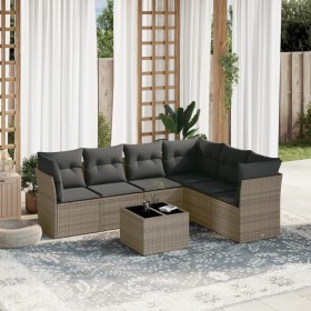 Set de sofás de jardín 7 piezas con cojines ratán PE gris de , Conjuntos de jardín - Ref: Foro24-3217690, Precio: 404,64 €, D...