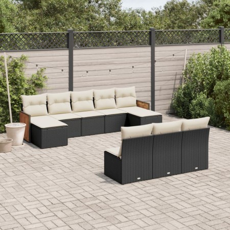 Set de sofás de jardín 10 pzas cojines ratán sintético negro de , Conjuntos de jardín - Ref: Foro24-3228065, Precio: 499,39 €...