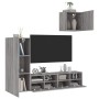 Muebles de TV de pared 4 pzas madera de ingeniería gris Sonoma en Muebles TV | Comprar online en Foru.es