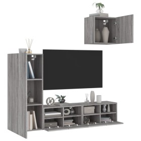 Muebles de TV de pared 4 pzas madera de ingeniería gris Sonoma en Muebles TV | Comprar online en Foru.es