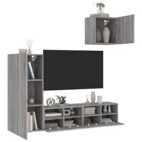 Muebles de TV de pared 4 pzas madera de ingeniería gris Sonoma en Muebles TV | Comprar online en Foru.es