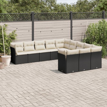 Set de sofás de jardín 11 pzas y cojines ratán sintético negro de , Conjuntos de jardín - Ref: Foro24-3218406, Precio: 600,21...