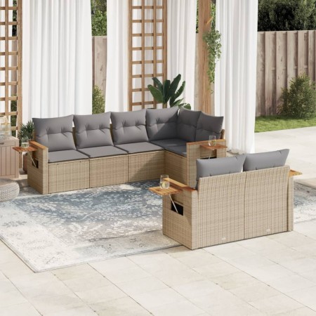 Set de sofás de jardín 7 piezas con cojines ratán PE gris de , Conjuntos de jardín - Ref: Foro24-3226984, Precio: 475,52 €, D...