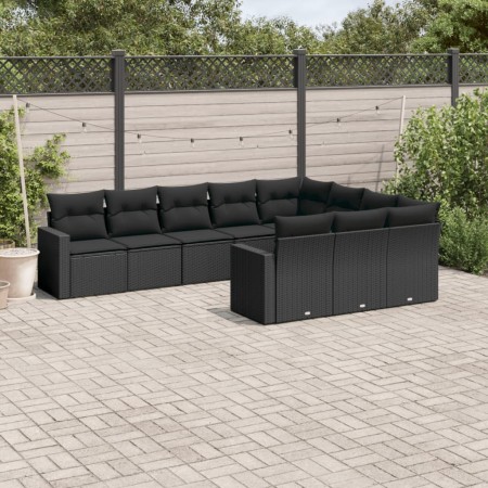 Set de sofás de jardín 10 pzas cojines ratán sintético negro de , Conjuntos de jardín - Ref: Foro24-3219475, Precio: 635,76 €...