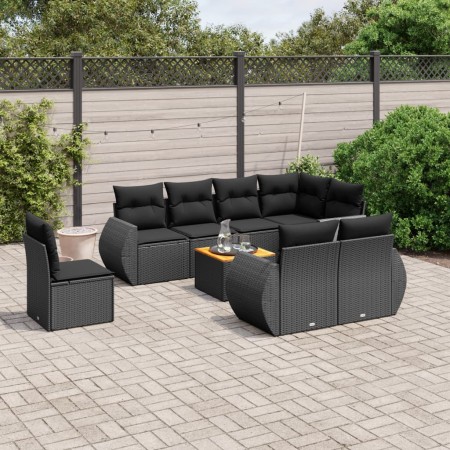 Set de sofás de jardín 8 piezas y cojines ratán sintético negro de , Conjuntos de jardín - Ref: Foro24-3225096, Precio: 613,0...