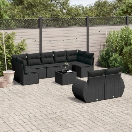 Garden sofa set 10 pieces with black synthetic rattan cushions by , Modular outdoor sofas - Ref: Foro24-3221824, Price: 657,5...