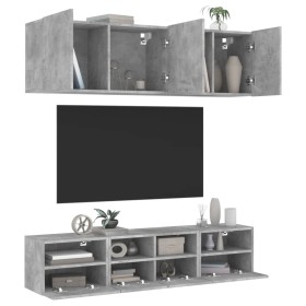 Muebles de TV de pared 5 pzas madera ingeniería gris hormigón en Muebles TV | Comprar online en Foru.es