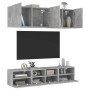 Muebles de TV de pared 5 pzas madera ingeniería gris hormigón en Muebles TV | Comprar online en Foru.es