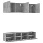 Muebles de TV de pared 5 pzas madera ingeniería gris hormigón en Muebles TV | Comprar online en Foru.es