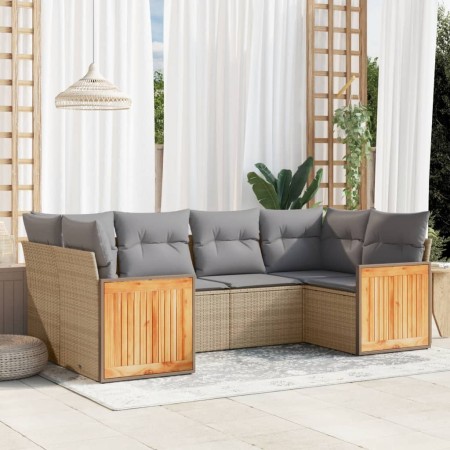 Juego de sofás jardín con cojines 6 pzas ratán sintético beige de , Conjuntos de jardín - Ref: Foro24-3227942, Precio: 382,53...